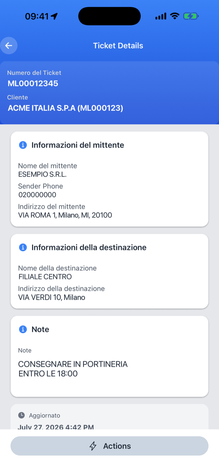 Complete ticket details